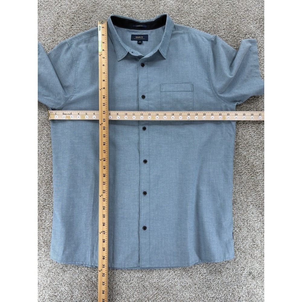 Roark Shirt Mens XL Blue Well Worn Mid Weight Classic Fit Short Sleeve Button Up - Picture 7 of 12
